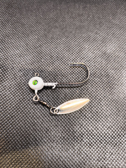 Limestone Softbaits Jiggskalle underspin fishing lure with a shiny, reflective surface and realistic bait design for freshwater fishing.
