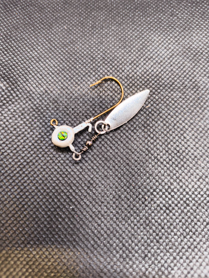 Limestone Softbaits Jiggskalle underspin fishing lure with realistic fish design and spinning blade for freshwater or saltwater fishing.