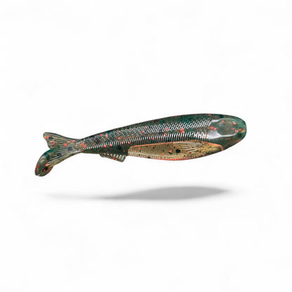 Limestone Softbaits 3.3-inch Slaybait swimbait with realistic fish design, flexible body, and detailed coloring for fishing lure.