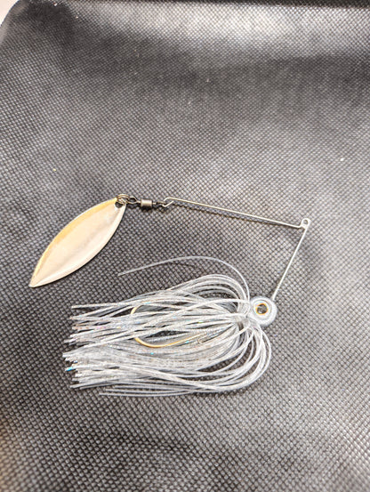 Limestone Softbaits Shadshaker Spinner fishing lure with shiny spinner blade and soft shad body for freshwater fishing.