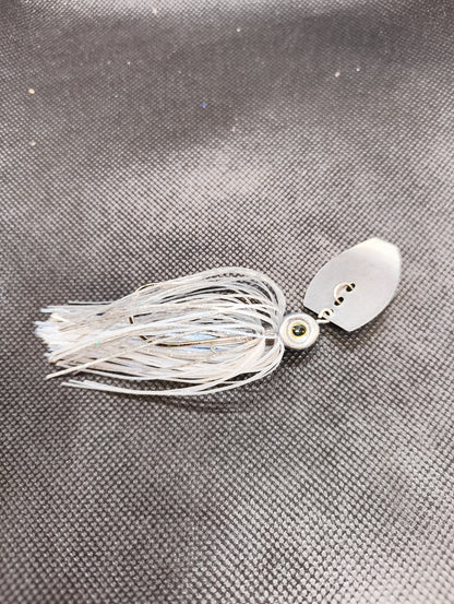 Limestone Softbaits ShadShaker chatterbait with green and black jig head, designed for fishing and bass lure fishing.