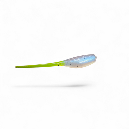 Limestone Softbaits 3" Slayer finesse bait in natural color, designed for fishing with realistic soft plastic lure appearance.