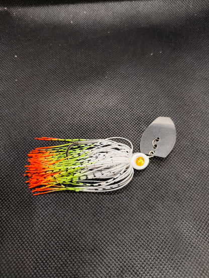 Limestone Softbaits ShadShaker chatter bait with a blue and silver shad lure attached for freshwater fishing.